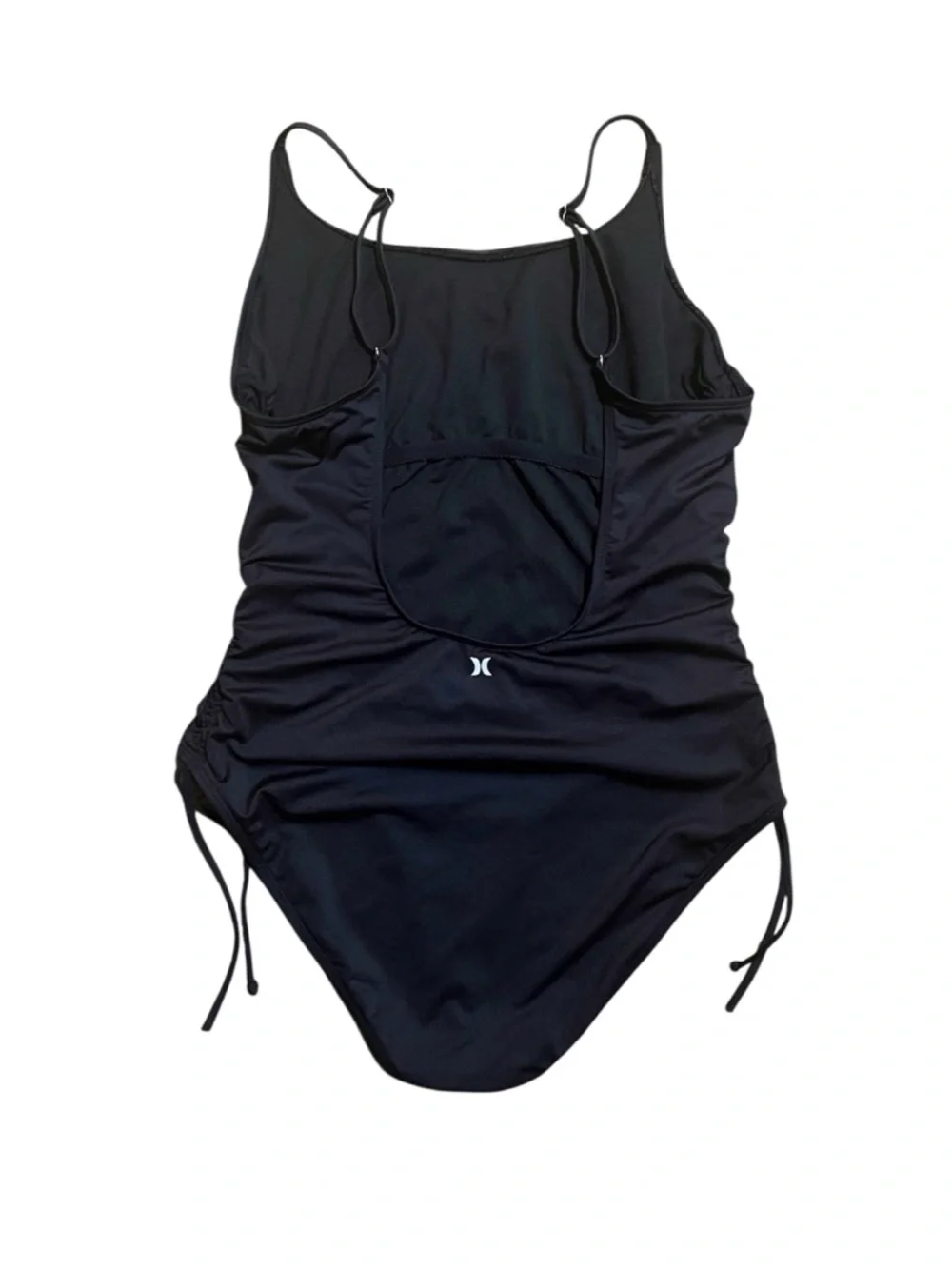 Hurley Black Scoop-Neck Cinch Side One-Piece Swimsuit with Logo - Picture 4 of 7